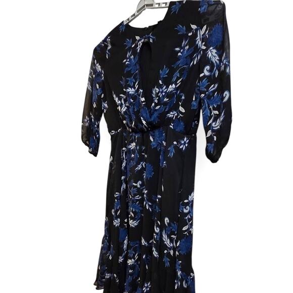 Lane Bryant Blue Black Floral Pleated Midi Dress NWT Size 14 - Picture 6 of 10